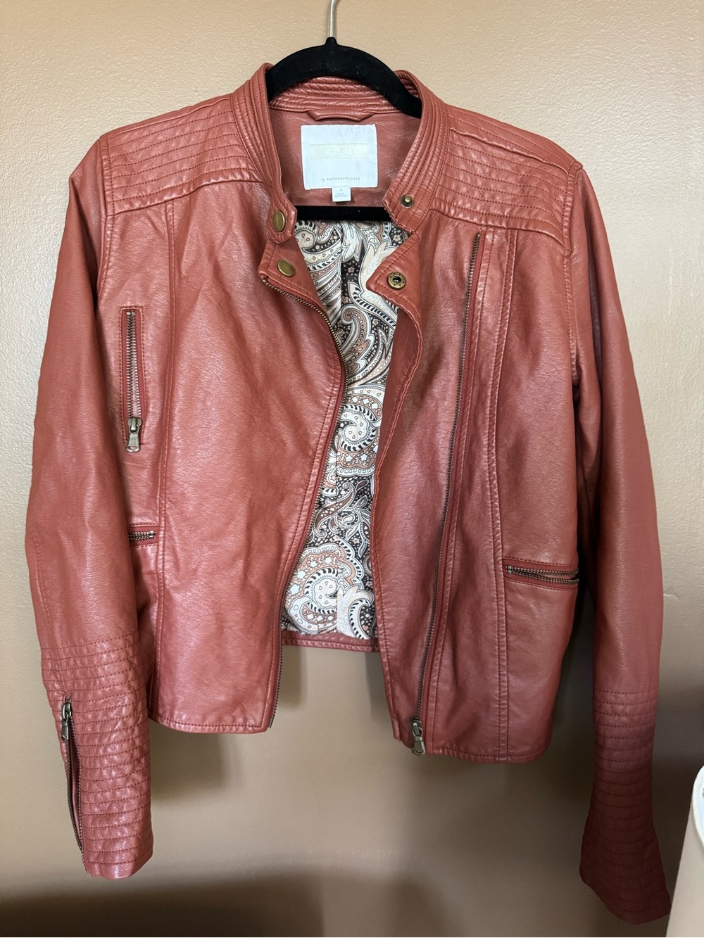 Anthropologie Ett:Twa Dusty Rose Moto Jacket | Size Small
